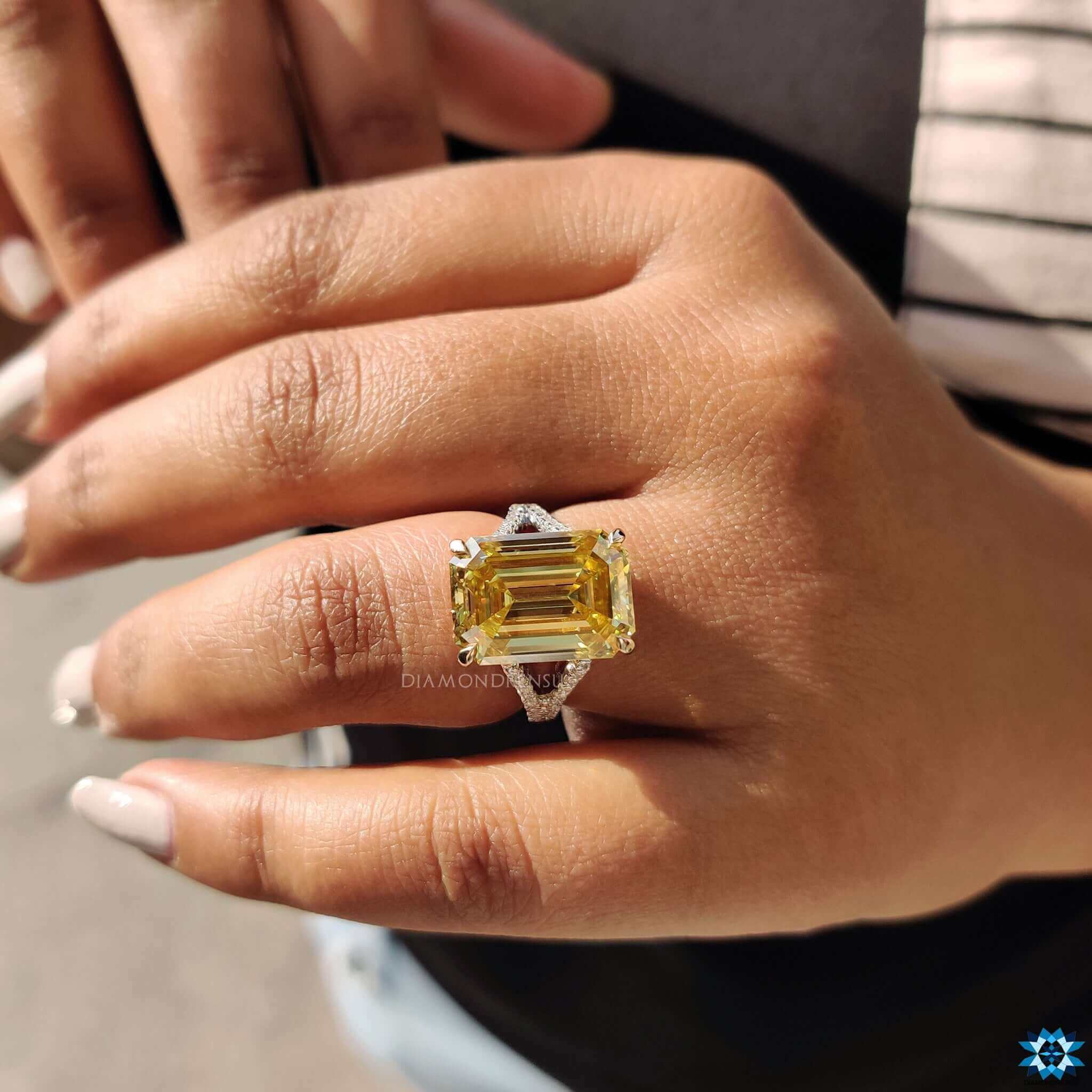 canary yellow emerald engagement ring