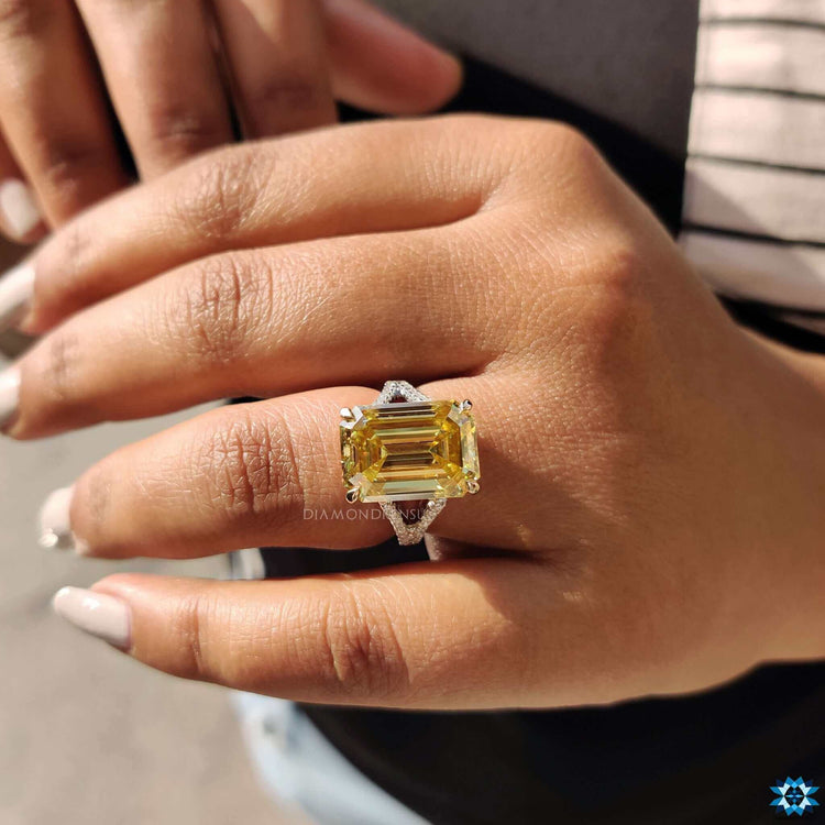 canary yellow emerald engagement ring