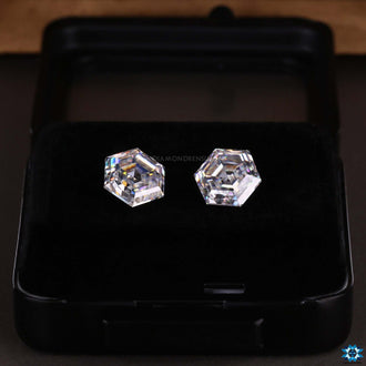 Loose Moissanite stones in Hexagon Step Cut design.
