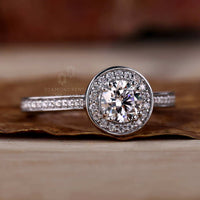 lab grown diamond halo engagement ring