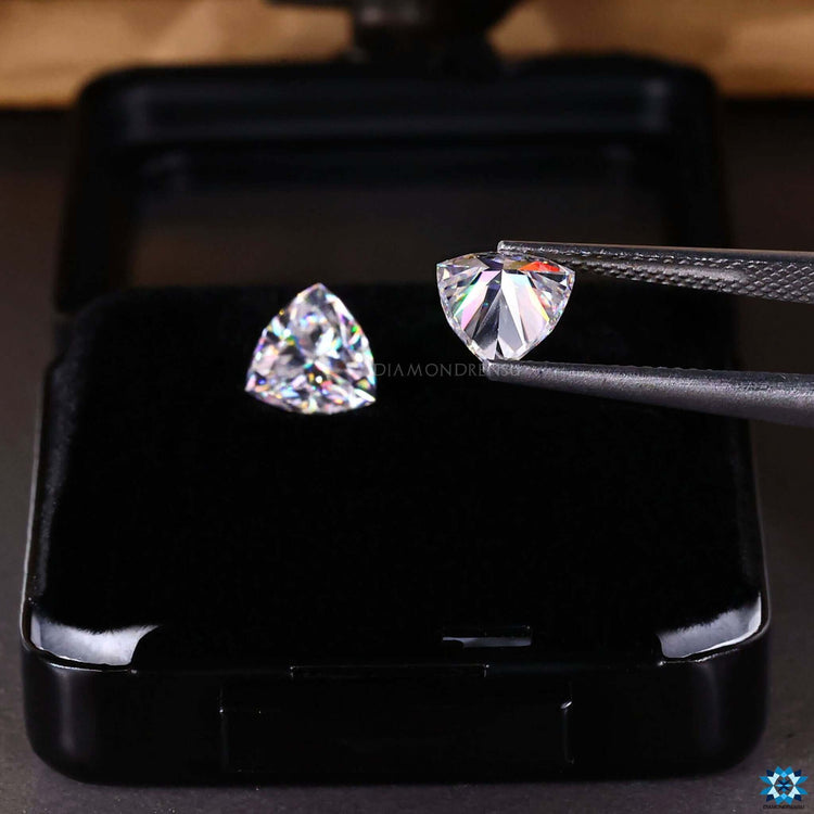 Best pair of loose moissanite stones in Trillion Cut style.