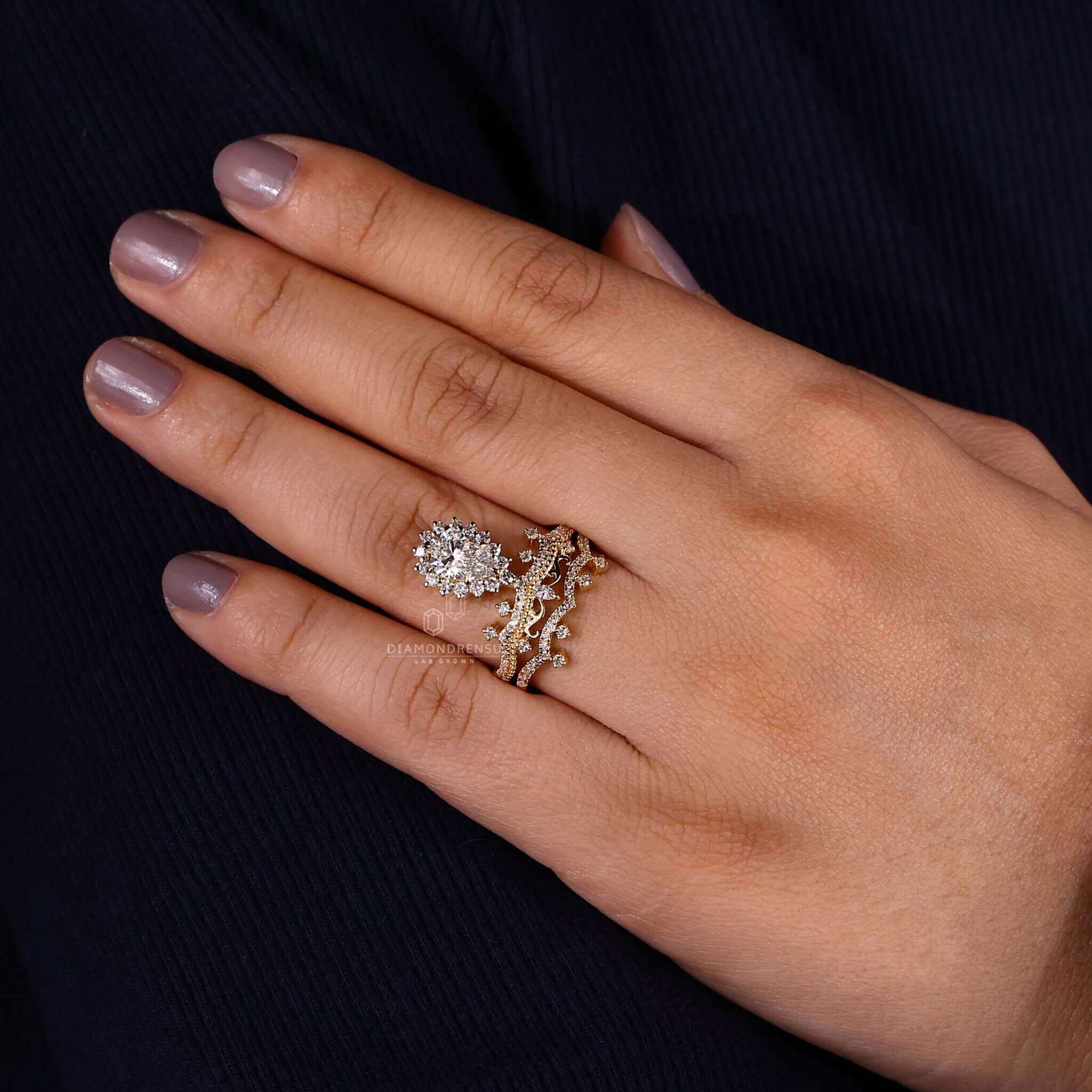 igi certified diamond ring set