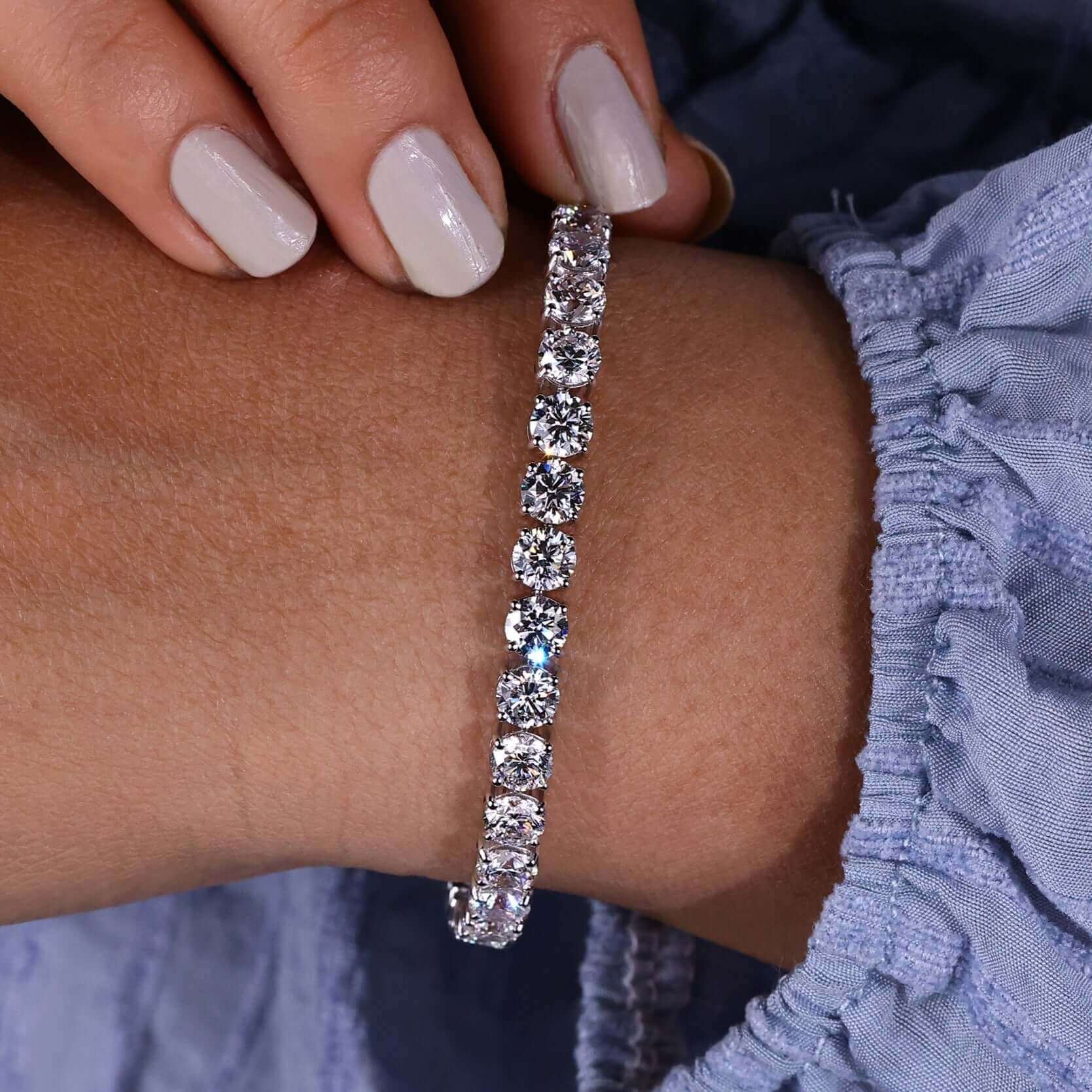 Round Lab Grown Diamond Tennis Bracelet for Women by Diamondrensu 7.25 in / Platinum