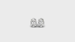 IGI certified oval stud earrings, crafted in a basket setting for a modern and secure fit.

