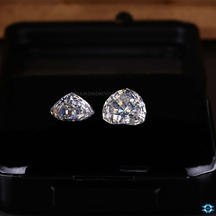 Beautiful moissanite stone pair in Heart Step Cut.
