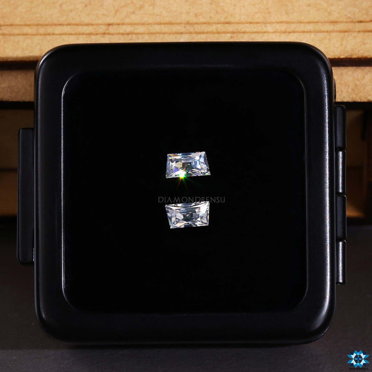 Loose moissanite offered in French Cut Stone style with Pair Of Stones format.
