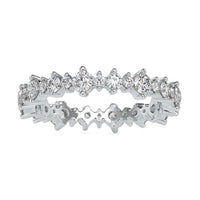 Lab grown eternity band with round cut diamond and floating bubble design.
