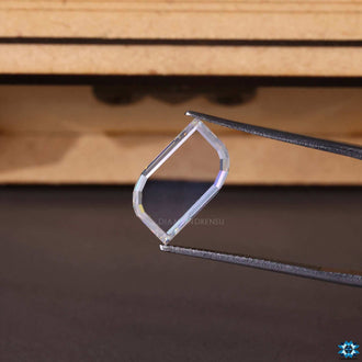 Loose Moissanite Stone in Portrait Cut, colorless style.
