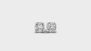 Handmade earrings featuring cushion cut diamonds in a timeless 4 prong setting.