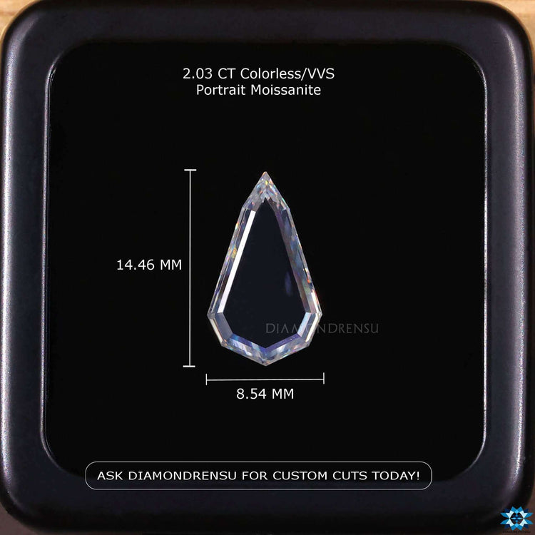 Moissanite loose stones with 2 carat pear cut design.
