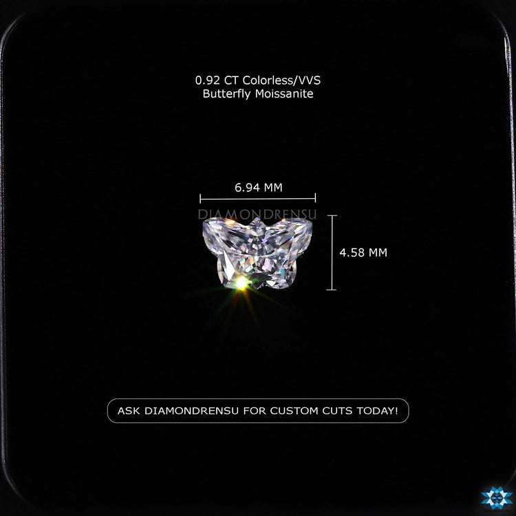 Butterfly Shape Moissanite loose stone for custom rings.
