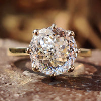 Portuguese Cut Moissanite Ring with a sparkling finish.