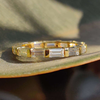 Elegant baguette wedding band crafted for timeless style.