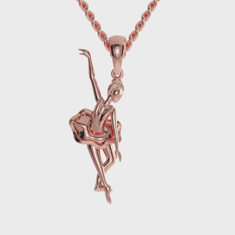 Ballet pendant with intricate details, IGI certified diamond accent
