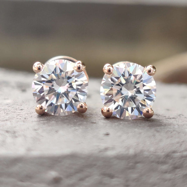 Stud Earrings, buy Screw Back Style Anniversary Earrings, Classic Solitaire Earrings, 2.30 TCW Radiant Cut Colorless Moissanite Wedding Earrings