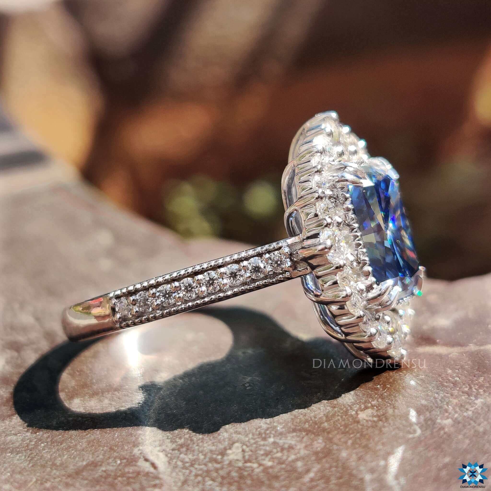 fancy blue moissanite engagement ring