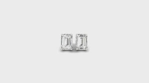 Emerald and diamond stud earrings, featuring Lab Grown Diamond and handmade jewelry expertise.
