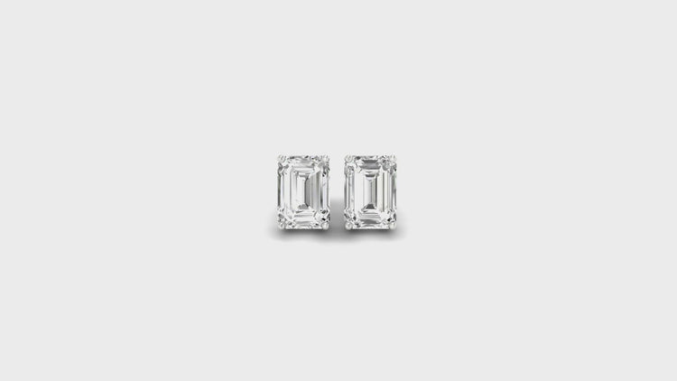 Emerald and diamond stud earrings, featuring Lab Grown Diamond and handmade jewelry expertise.
