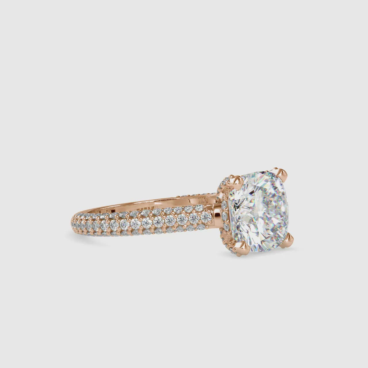 Stunning cushion cut engagement ring pave band for a timeless look.