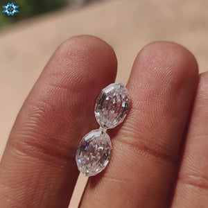 Loose moissanite pair in Moval shape for earring use.