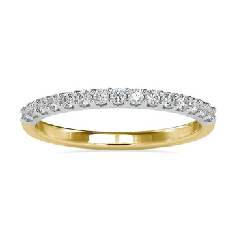 Round diamond wedding band featuring a classic prong setting.
