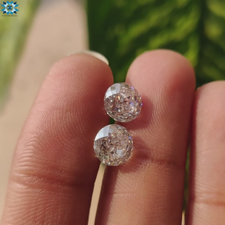 Portuguese Rensu cut antique loose moissanite stones available in pairs from 0.25 to 4.0 carats.
