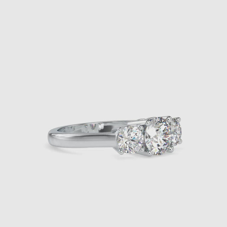 Round diamond engagement ring with a brilliant cut, white gold band
