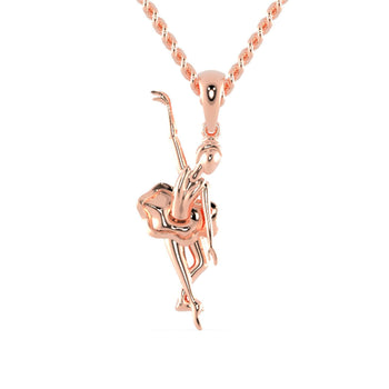 Ballerina gold pendant with delicate dancing figure, handmade design

