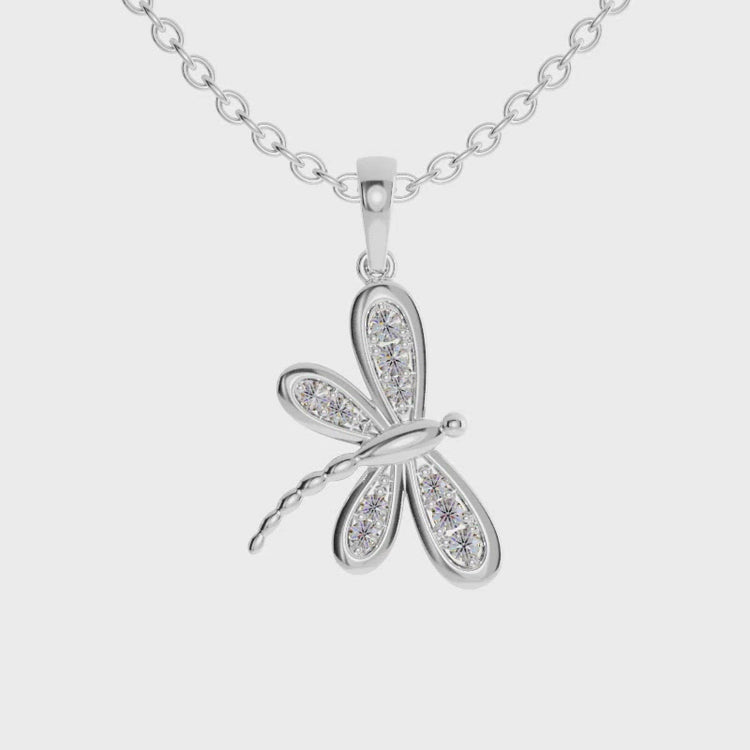 A necklace with butterfly pendant adds charm and elegance.
