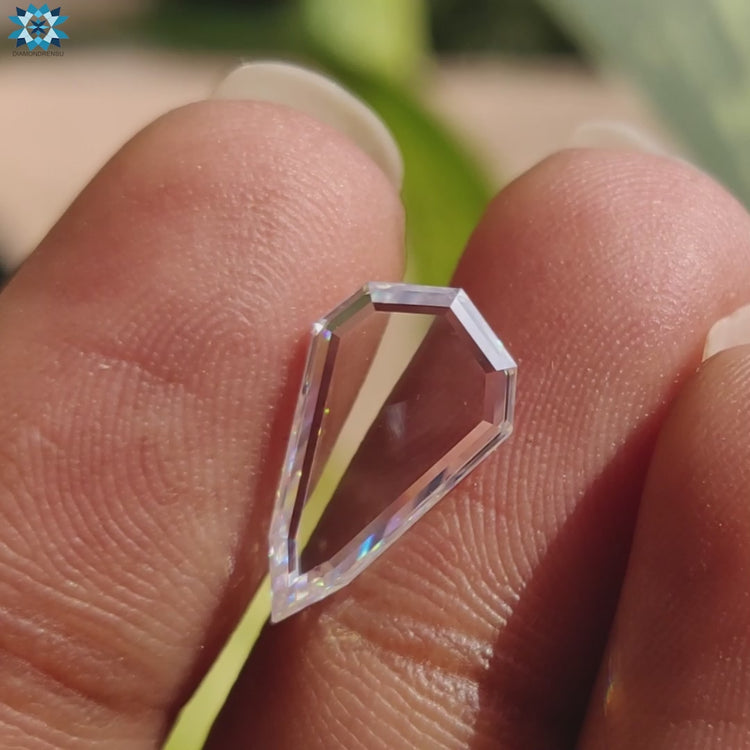 2 Carat Pear Cut Moissanite stone in portrait style.
