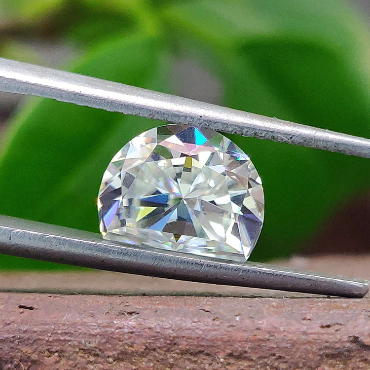 Half Moon Cut available in half moon moissanite as a loose stone.
