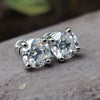 2.14 TCW Round OEC Colorless Moissanite - Four Prong Stud Earrings