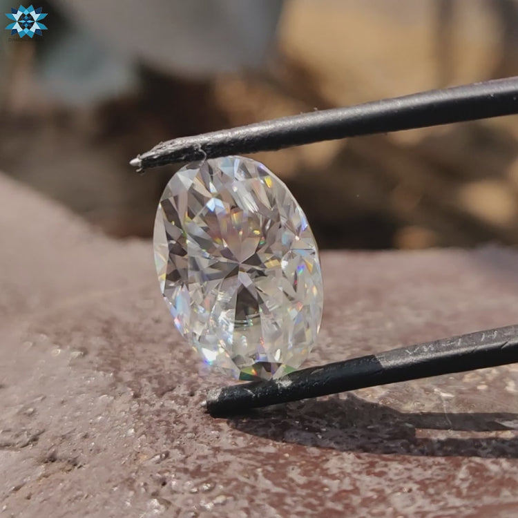 Oval moissanite cut stone shown as a loose moissanite from Diamondresnu for designers.
