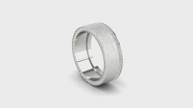 Lab Grown Diamond wedding band in brushed gold.