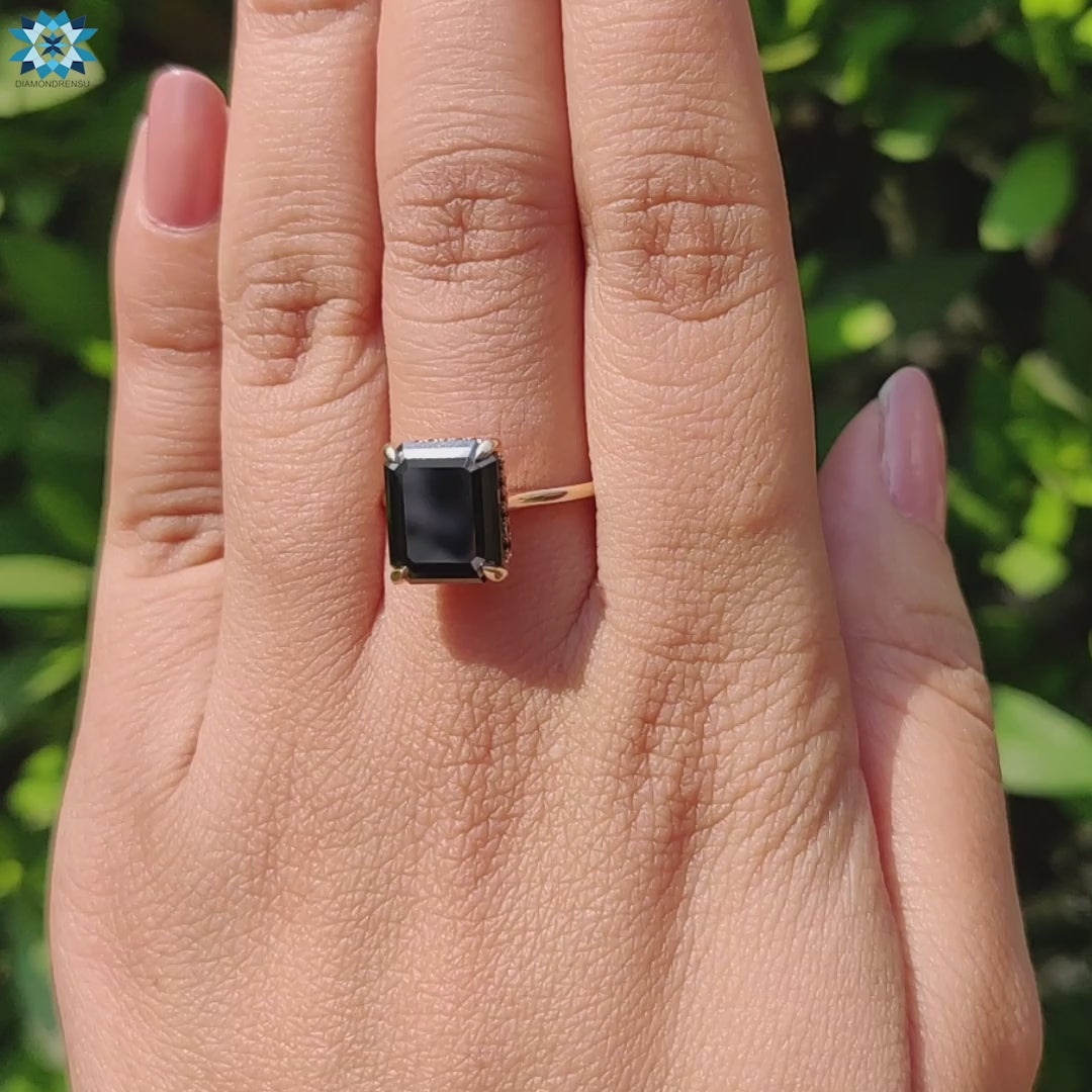 Custom 2.10carat oval black diamond engagement ring