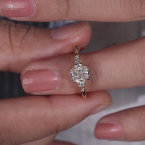 1 CT Radiant Cut Diamond Ring, Lab Created Diamond Engagement Ring