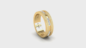 White gold men's wedding band with IGI certified diamonds.
