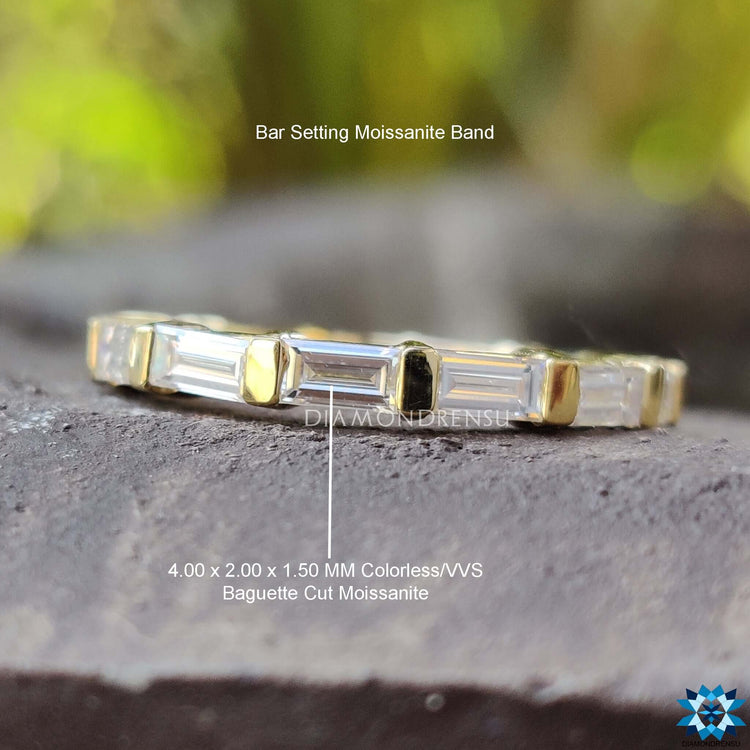 Chanel wedding band with a unique channel setting design.