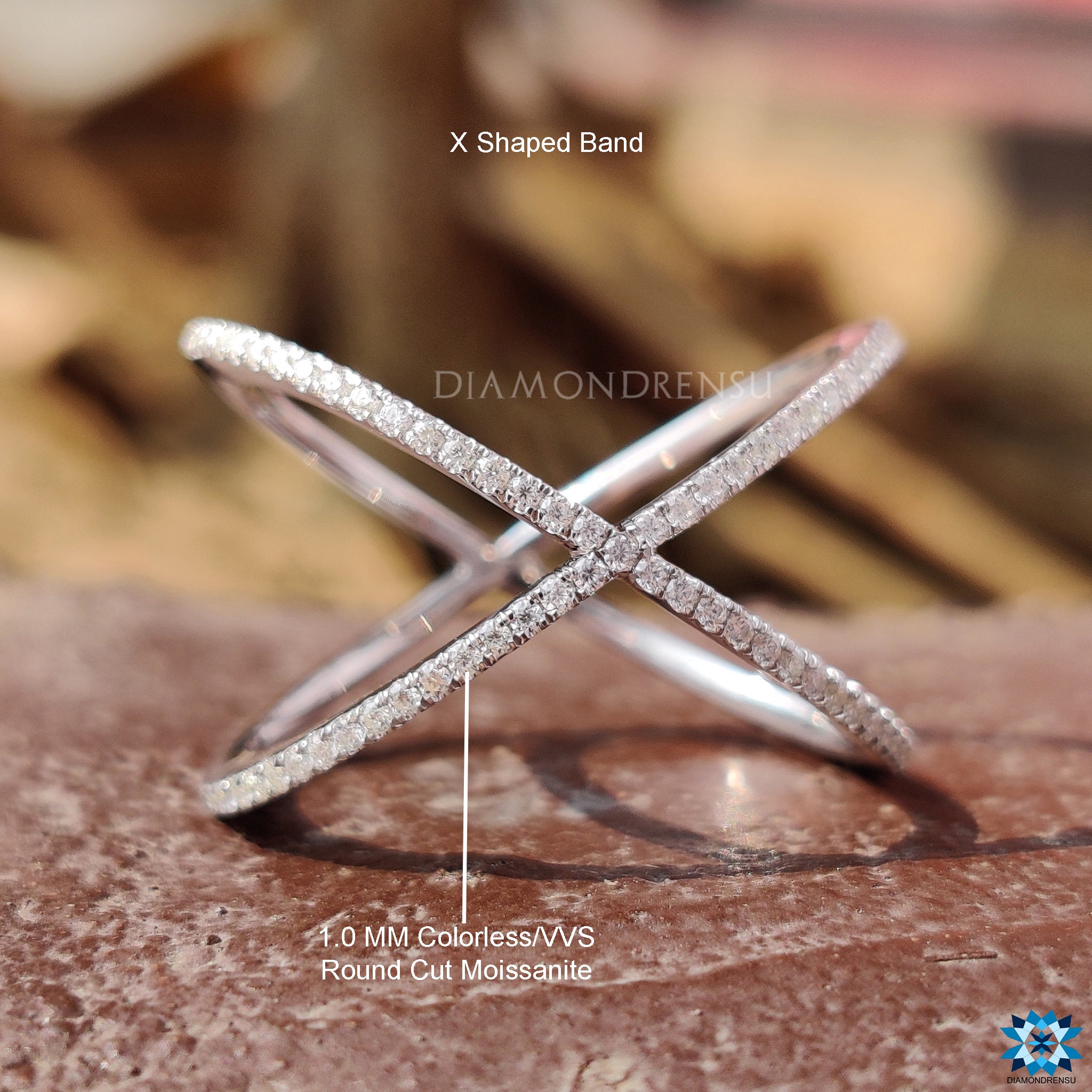 14K White-Yellow Gold Twisted Criss Cross X Shaped Diamond Ring |  LR51559M45JJ | Gabriel & Co