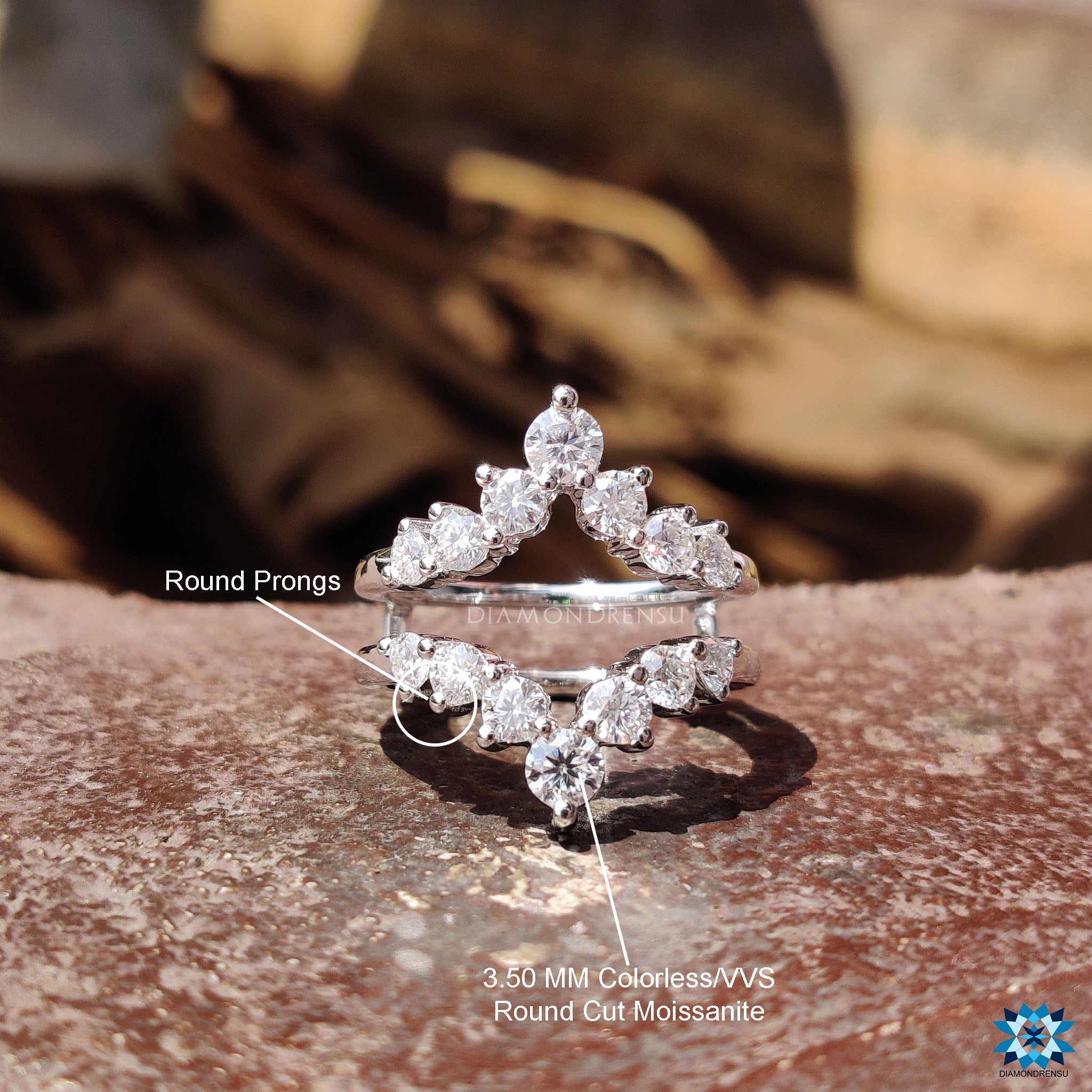 1ct TW Diamond Wedding Guard Band Insert Engagement Ring 14k Gold Lab Grown