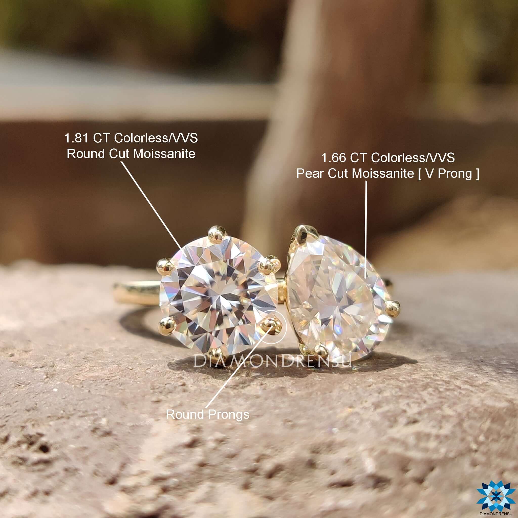 1.66ct VS Blue Diamond Matching Engagement Ring Set Antique Style