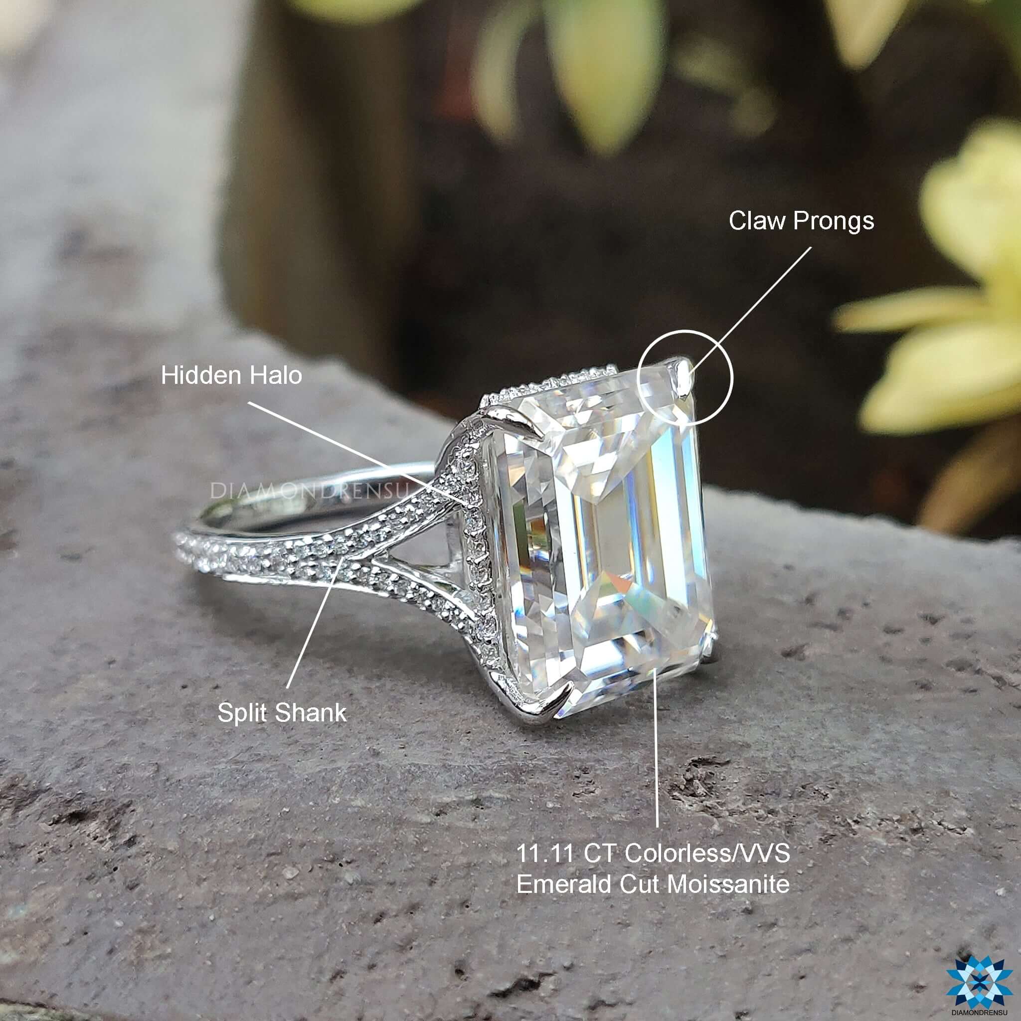 2.15Ct Round Shape Moissanite Split Shank Wedding Engagement Ring Set 14k  White Gold – DiamondLoops