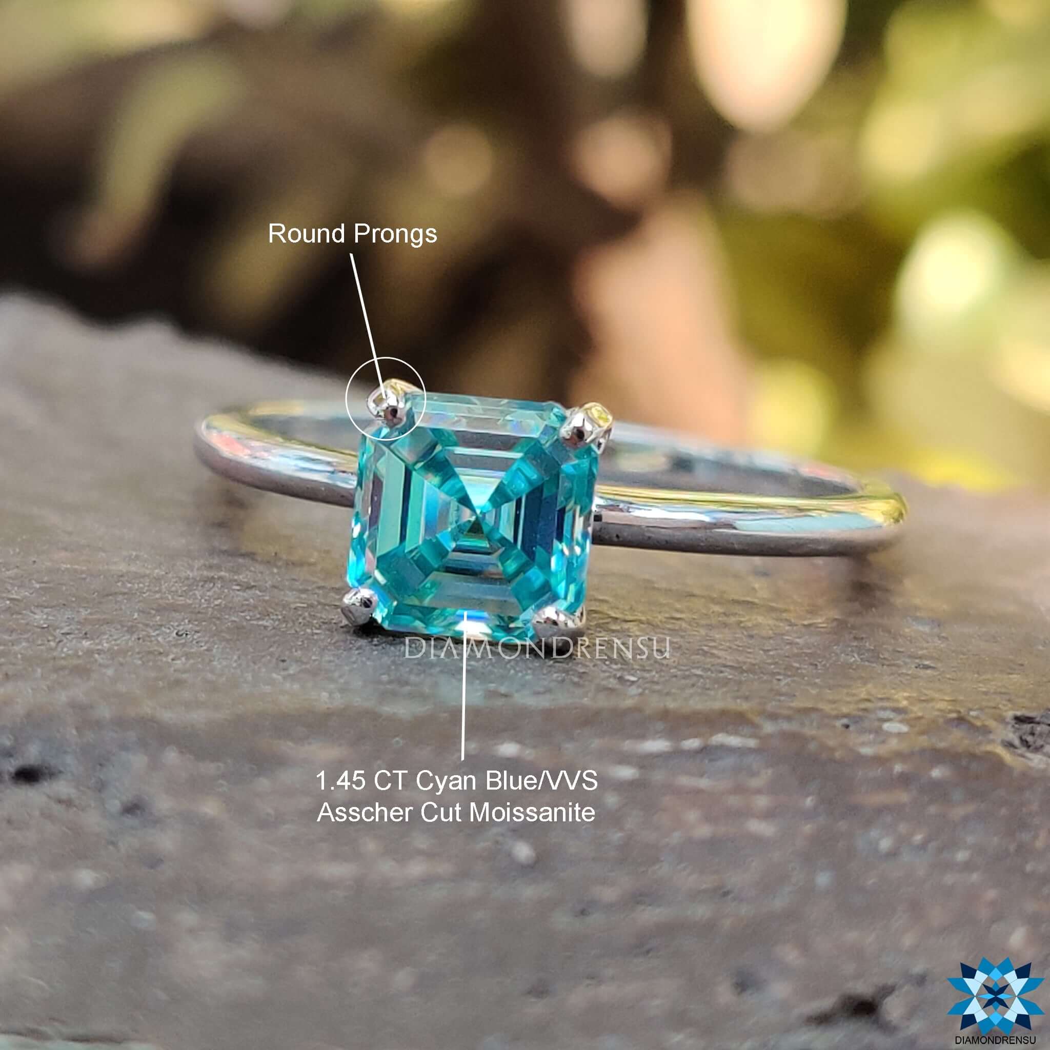 cyan blue solitaire ring
