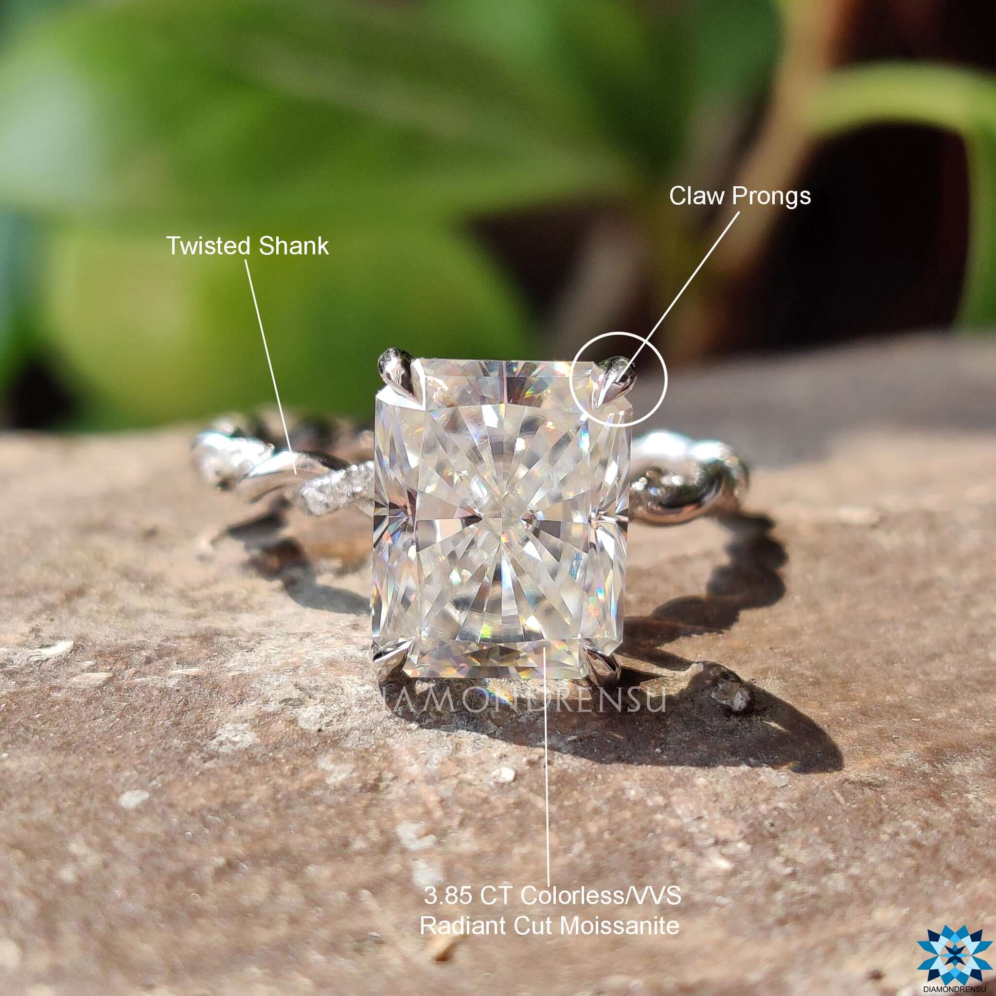 twisted pave moissanite ring
