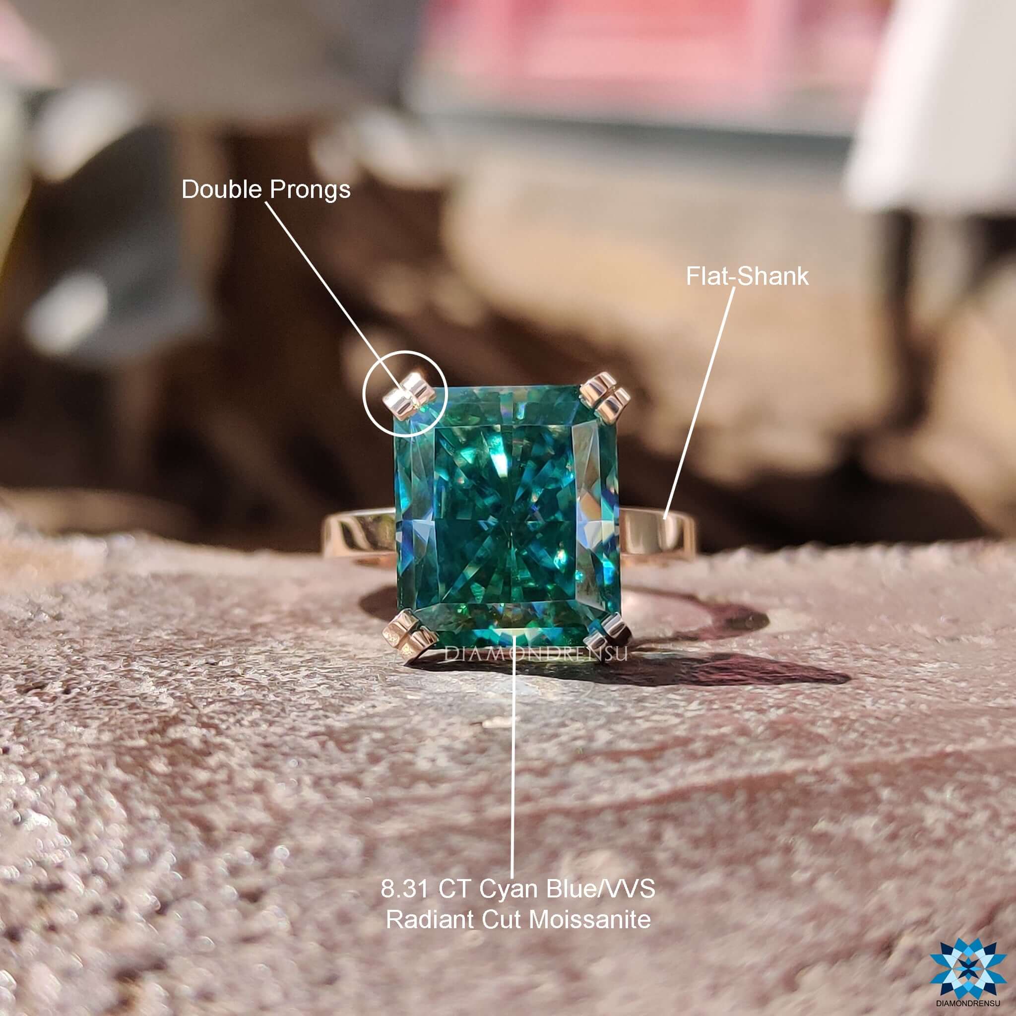 cyan blue moissanite jewelry