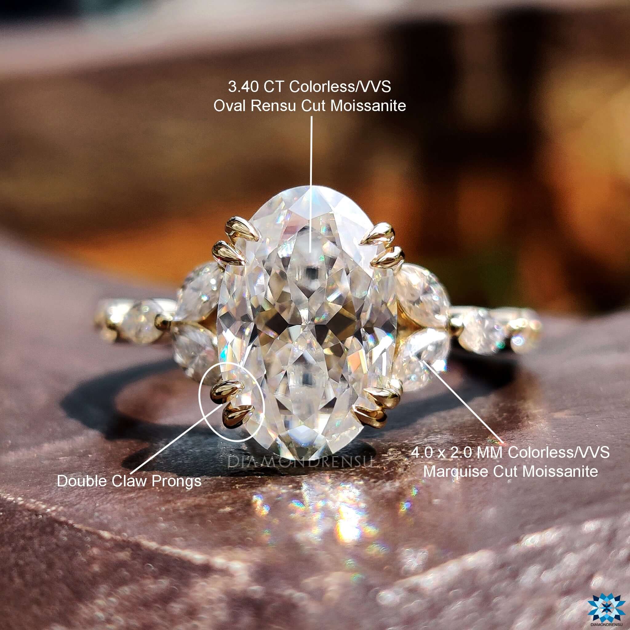 Radiant marquise moissanite gemstone, perfect for any occasion