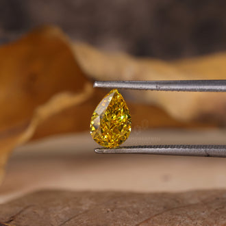 Yellow pear diamond lab grown loose stone.
