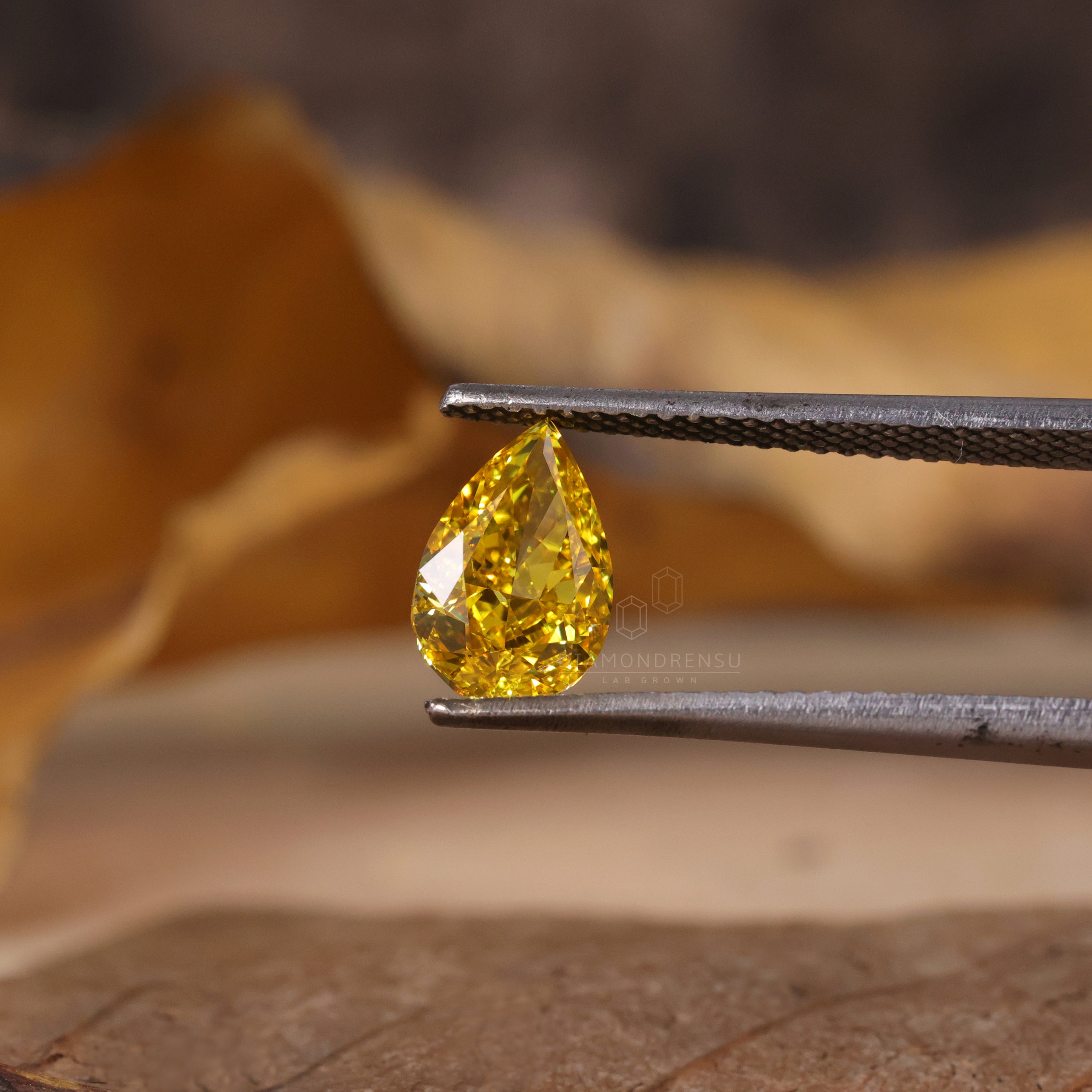 Pear Cut Yellow Lab Grown Diamond, 1.55 CT Pear Cut Loose Diamond for Engagement Ring or Wedding Ring