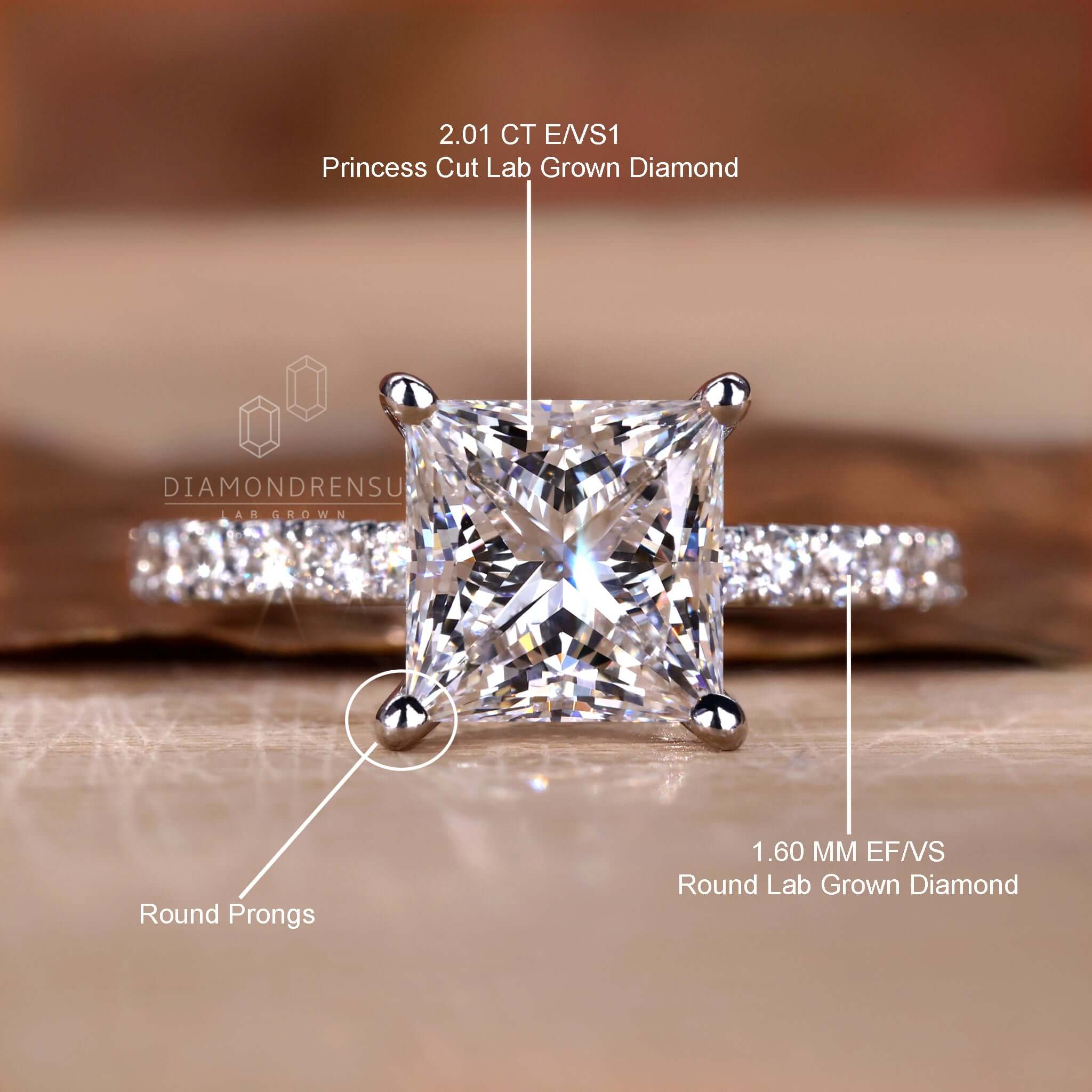 Gemma - Double Band Princess Cut Diamond Engagement Ring – Monroe Yorke  Diamonds