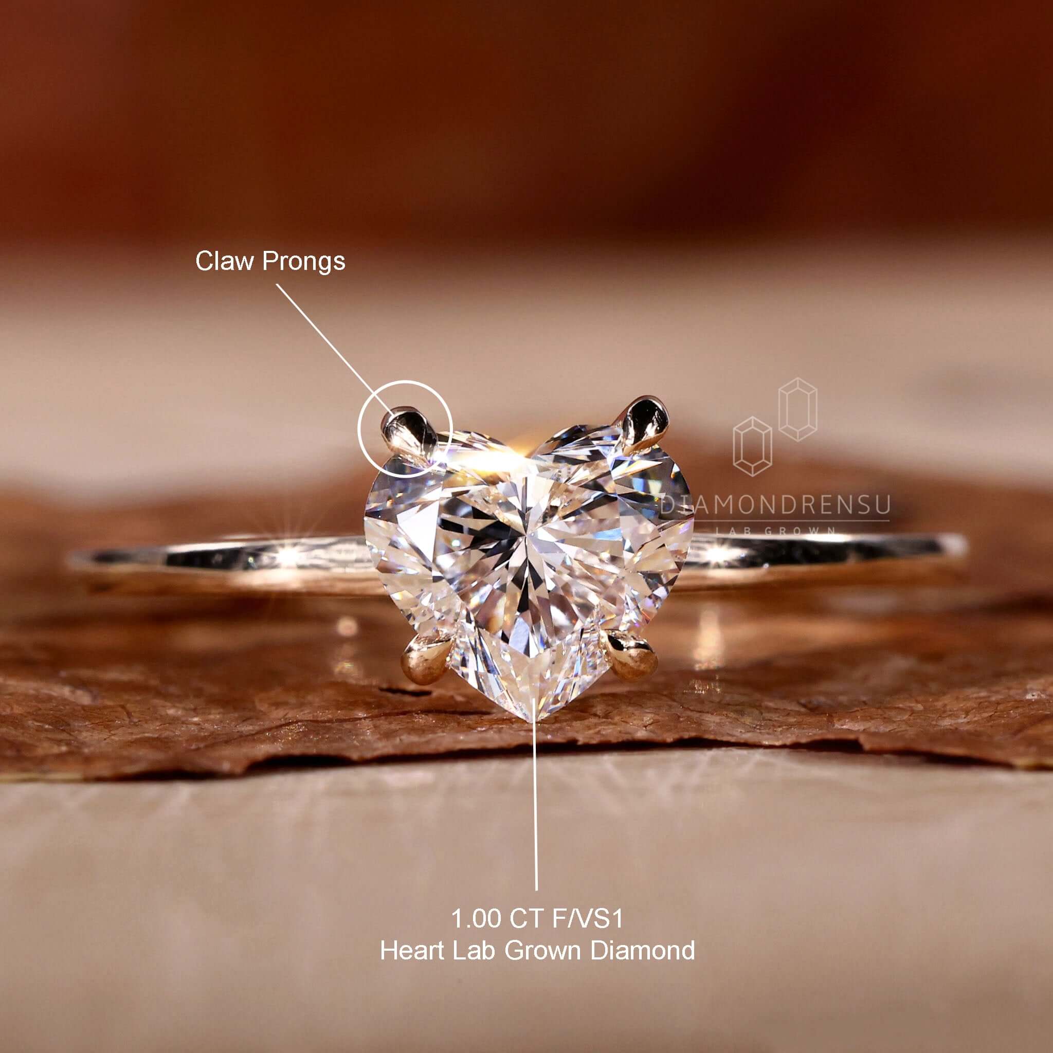 Heart shaped lab created diamond ring Clearance